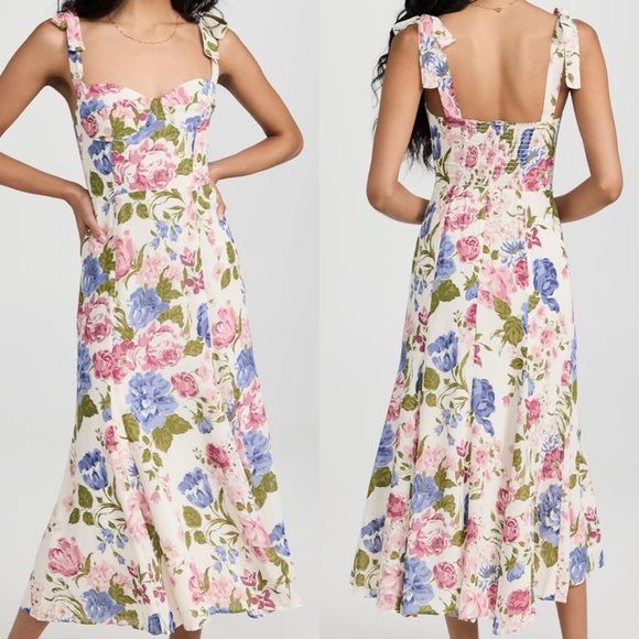 Reformation Dresses & Skirts - New Reformation Nadira Midi Dress Donna Pink Purple White Floral 2